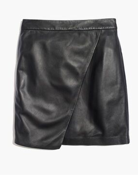 Madewell Asymmetrical Black Leather Skirt Size 6 EUC Mini